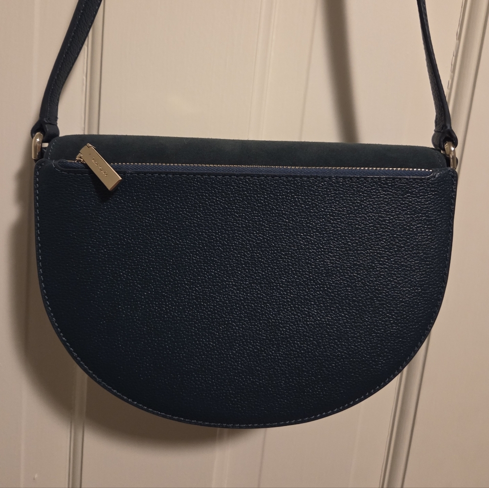 Kate Spade dark turquoise Crossbody Saddle Bag suede and pebbled leather bag - Picture 4 of 16